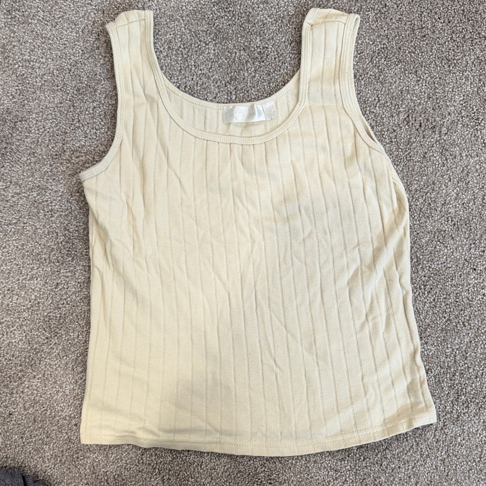 Sleeveless RD style Ribbed Tank Top - Cream